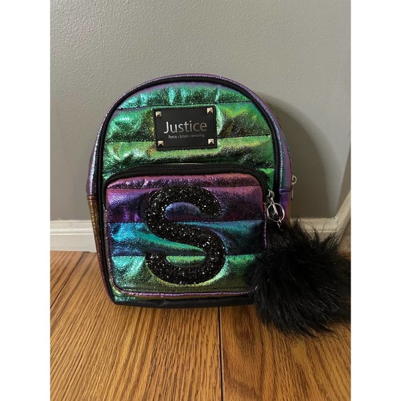 Justice Other - Justice metallic mini initial backpack letter S